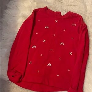 Red shirt with small gems on it for girls
